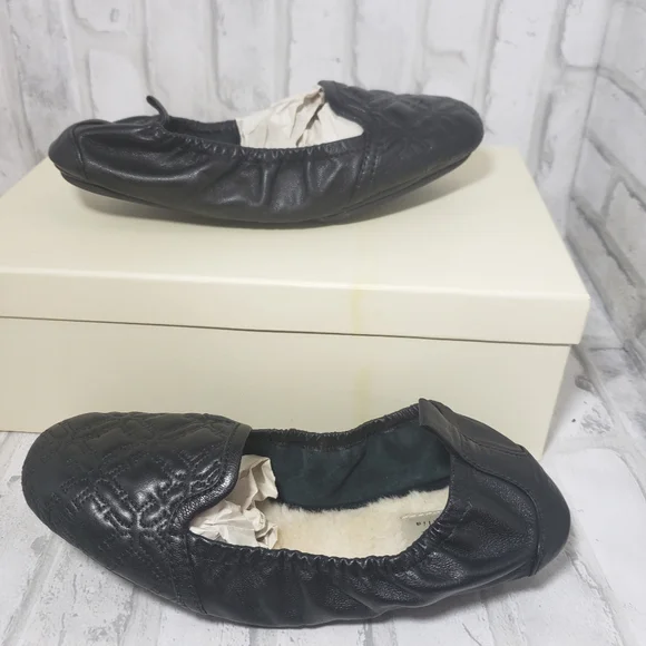 UGG Black Quilted Leather Slippers - Picture 4 of 9